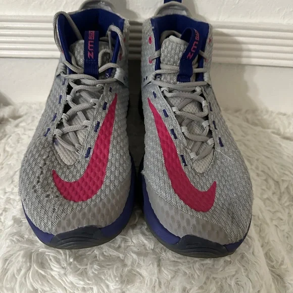 NIKE Men Gray Pink Breast‎ Cancer ZOOM RIZE Hightop Sneakers Tennis Shoes 10.5 - Picture 2 of 9
